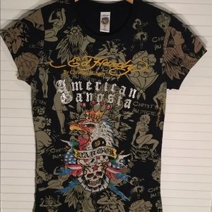 ED HARDY VINTAGE BLINGED GRAPHIC T-SHIRT